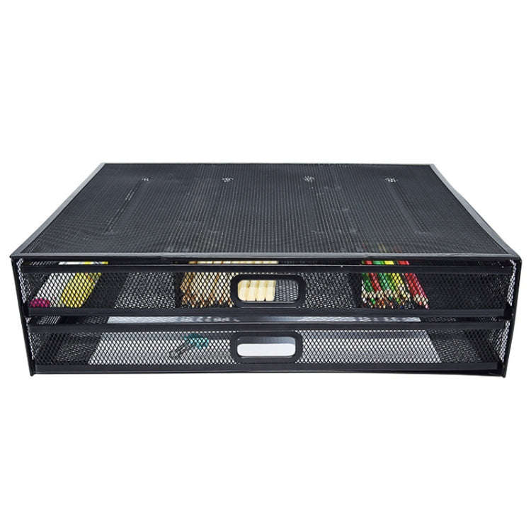 Computer Cooling Height Increase Stand Drawer Type Double Iron Desktop Storage Shelf(Black)