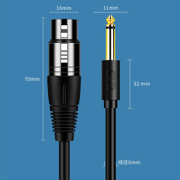 JINGHUA 6.5 Male To Female XLR Audio Cable 6.35 Three Core Balanced Microphone Mixer, Size: 10m(B...
