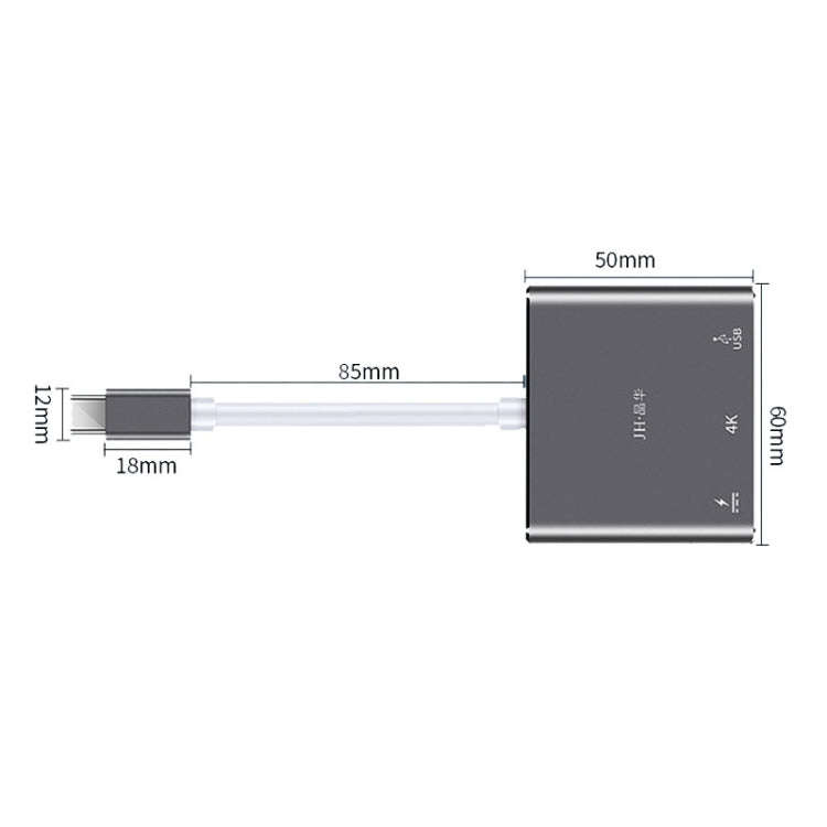 JINGHUA Z321 Multifunctional HUB Docking Station Converter, Interface: Type-C To HDMI+PD+USB
