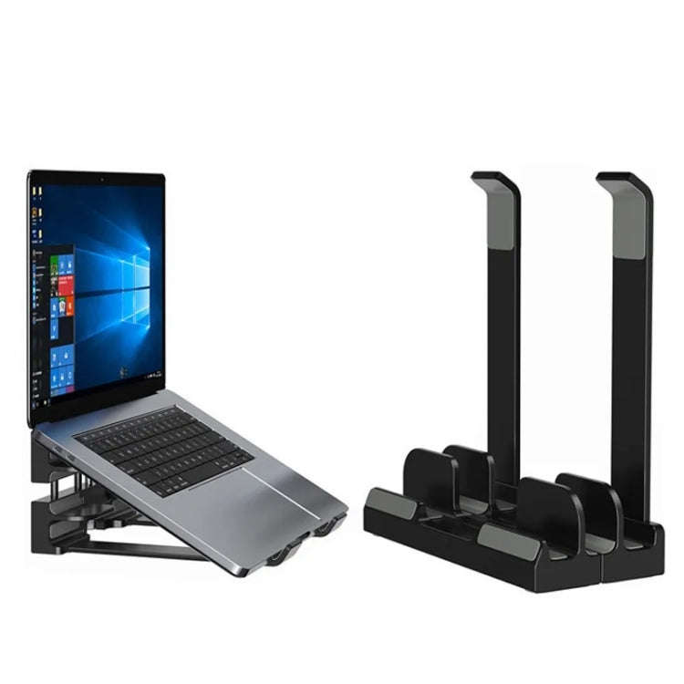 Dual-Purpose Laptop Vertical Stand Storage Rack Desktop Heightening Cooling Base(White)