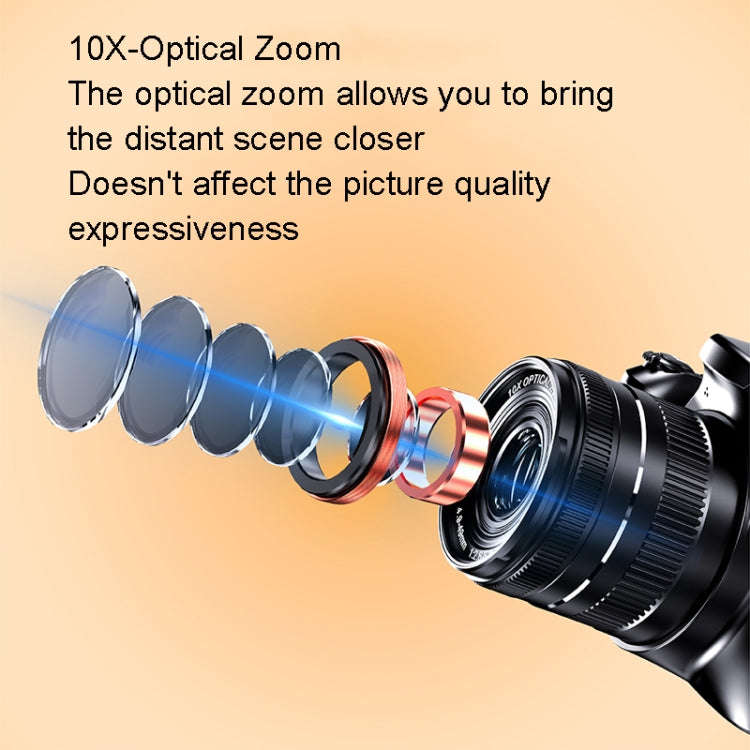 W2 64MP 4K 3 Inch Screen 10X Optical Zoom+4X Digital Zoom Camera(Package One)