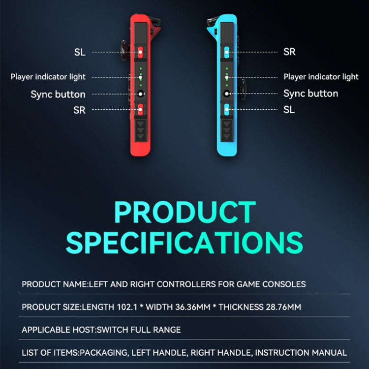 JOY-02 Gaming Left And Right Handle With RGB Lights Body Feel Bluetooth Gamepad For Switch / Swit...