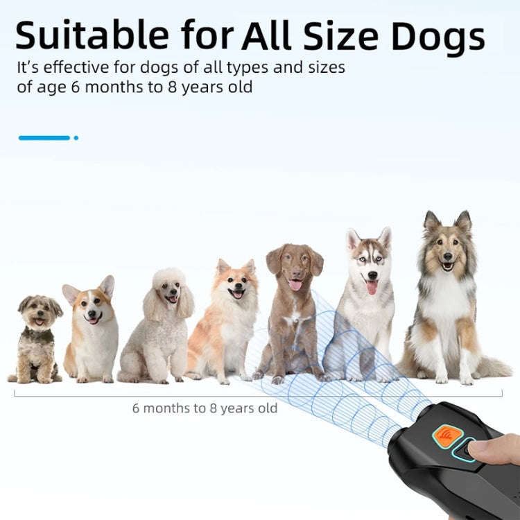 Ultrasonic Dog Repeller Stop Barker Dual Probe High Power Repeller Handheld Dog Trainer(Silver)
