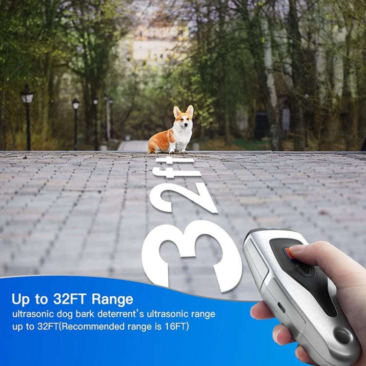Dual Probe Dual Drive Ultrasonic Stop Barker Pet Trainer(Silver Gray)