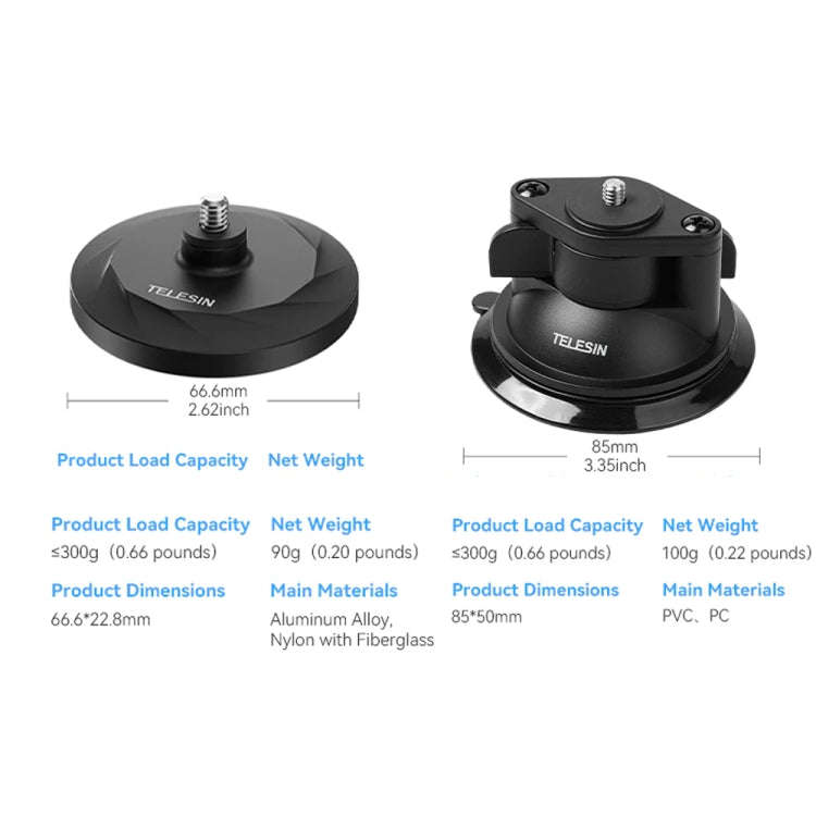 TELESIN Magnetic Base With 1/4 Inch Interface for DJI Pocket 3 / Insta360 Camera & Smart Phones W...