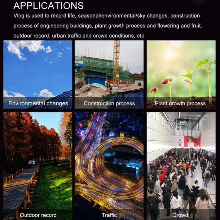 4K Time-Lapse Camera Microlight Full Color Night Vision Security Recording Construction Site Time...