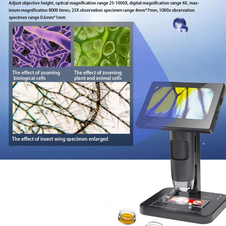 HD Electronic Digital Microscope 5 Inch Screen Touch Key 8000X Biological Cell Electronic Magnify...