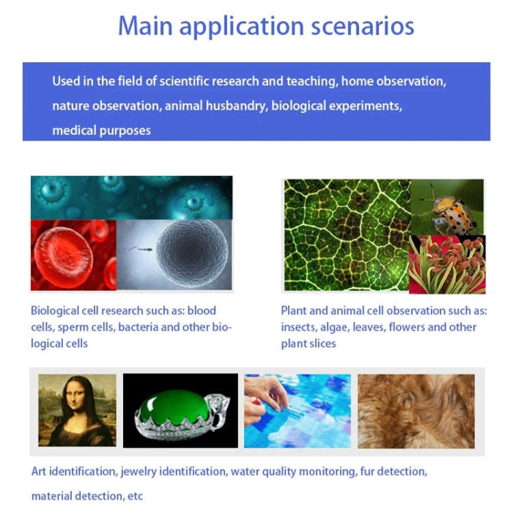 HD Electronic Digital Microscope 5 Inch Screen Touch Key 8000X Biological Cell Electronic Magnify...