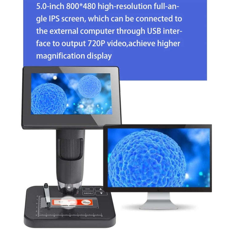 HD Electronic Digital Microscope 5 Inch Screen Touch Key 8000X Biological Cell Electronic Magnify...
