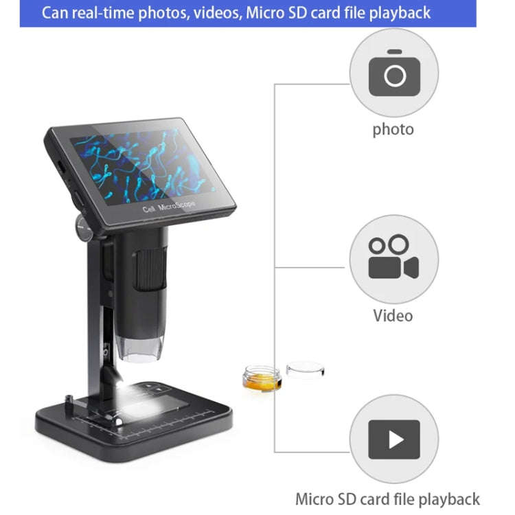 HD Electronic Digital Microscope 5 Inch Screen Touch Key 8000X Biological Cell Electronic Magnify...