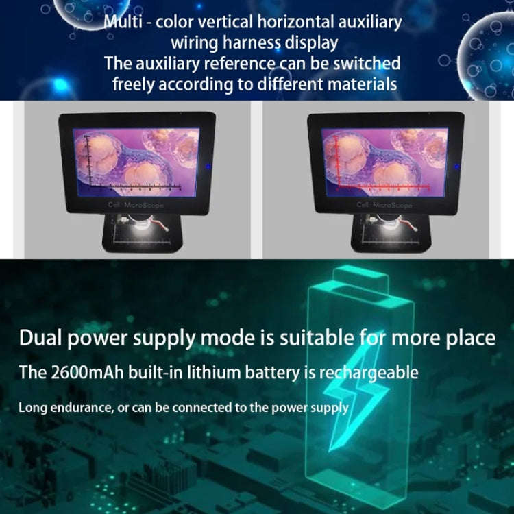 HD Electronic Digital Microscope 5 Inch Screen Touch Key 8000X Biological Cell Electronic Magnify...