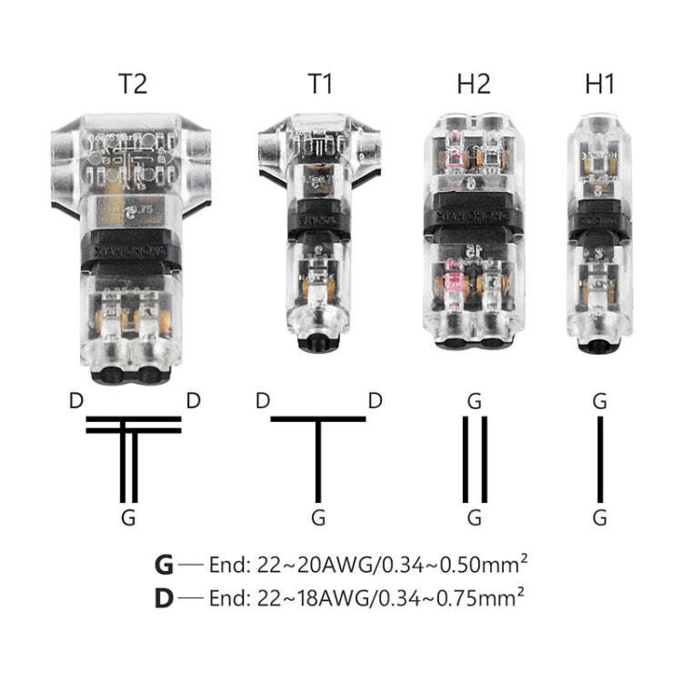 Straight Plug Quick Terminal Block No Strip Multifunctional Wire Connector, Model: T2