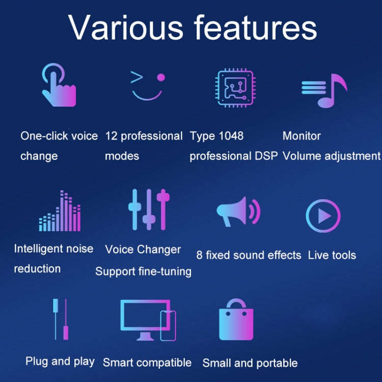 S9 Mobile Phone Computer Live Sound Card Voice Changer Game Karaoke Recording Audio Transformer(E...