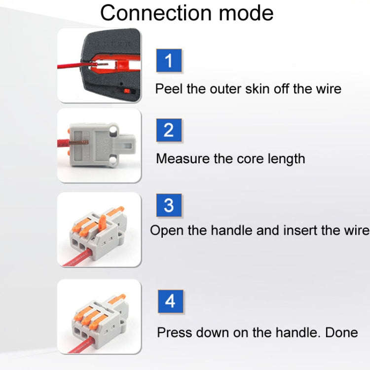 5pcs D1-3 Push Type Mini Wire Connection Splitter Quick Connect Terminal Block(Orange)
