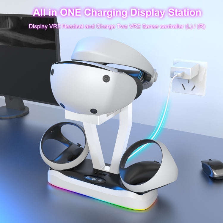 JYS-P5155 For PlayStation VR 2 Magnetic Charging Base With RGB Light VR Glasses Storage Rack Game...