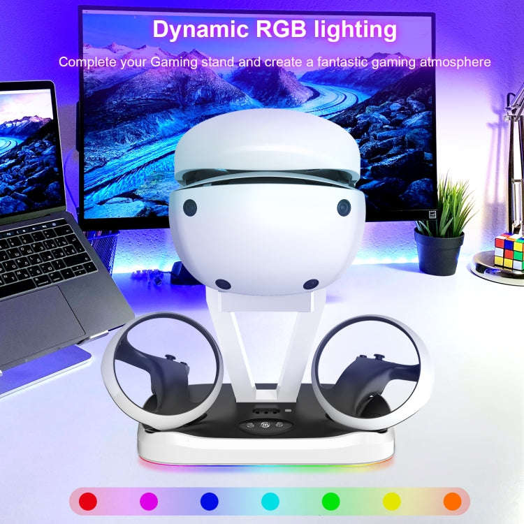 JYS-P5155 For PlayStation VR 2 Magnetic Charging Base With RGB Light VR Glasses Storage Rack Game...