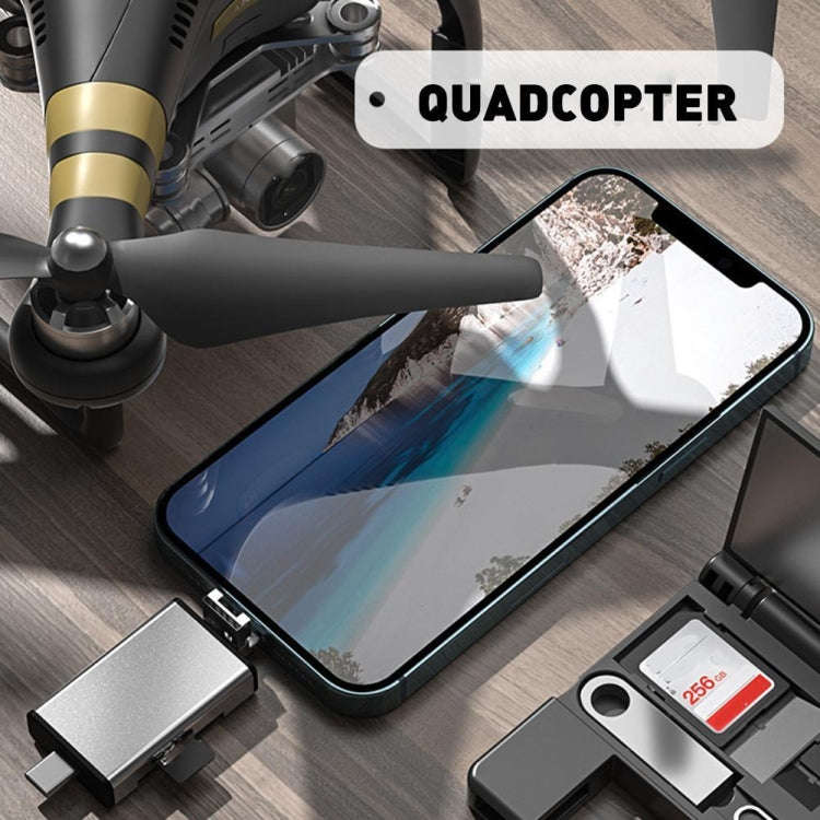 7 in 1 OTG SD Card Reader USB Type-C Adapter TF SD SIM PIN Storage Box(Silver)
