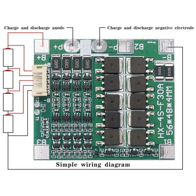 4 S 14.8V / 12.8V 30A Lithium Battery Protective Plate With Equalizer Lithium Iron Phosphate Batt...