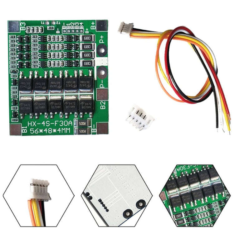 4 S 14.8V / 12.8V 30A Lithium Battery Protective Plate With Equalizer Lithium Iron Phosphate Batt...