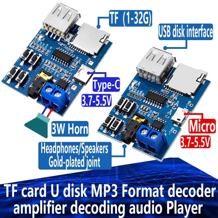 MP3 Lossless Decoder Board Decoder TF Card USB Flash Drive MP3 Decoding Player Module With Amplif...