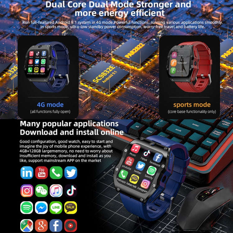 LOKMAT Appllp 3 Max 2.02-Inch Plug Card 4G Call Waterproof Sport Smart Watch With SOS(Black)