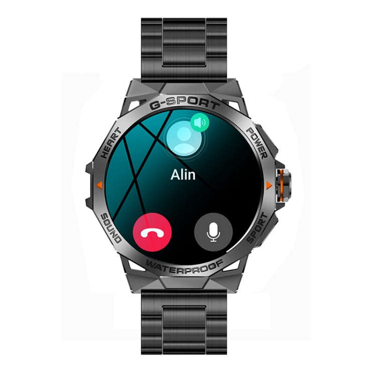 K62 1.43 Inch Waterproof Bluetooth Call Weather Music Smart Sports Watch, Color: Black Three-bead...