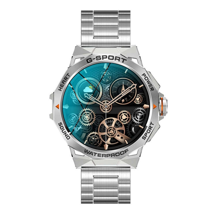 K62 1.43 Inch Waterproof Bluetooth Call Weather Music Smart Sports Watch, Color: Silver Three-bea...