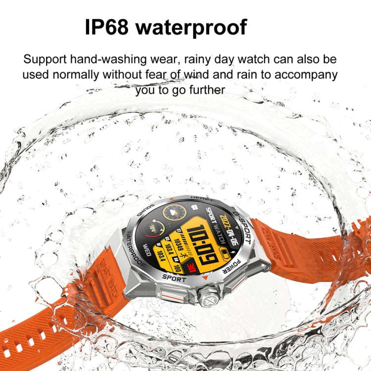 K62 1.43 Inch Waterproof Bluetooth Call Weather Music Smart Sports Watch, Color: Black Steel