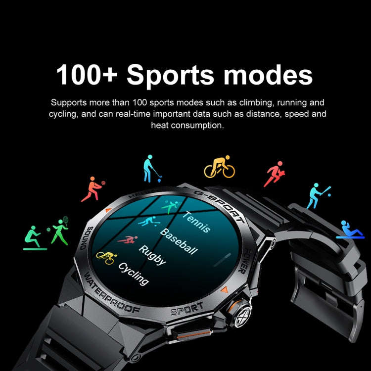 K62 1.43 Inch Waterproof Bluetooth Call Weather Music Smart Sports Watch, Color: Black Steel