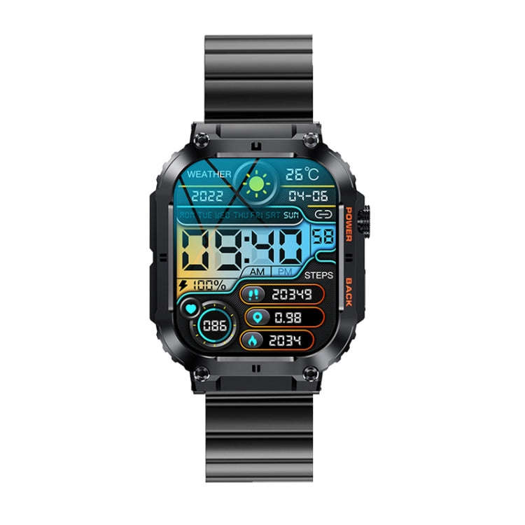 K57 Pro 1.96 Inch Bluetooth Call Music Weather Display Waterproof Smart Watch, Color: Black Bamboo