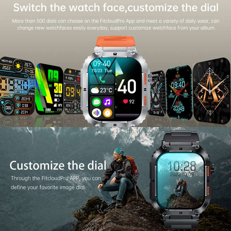 K57 Pro 1.96 Inch Bluetooth Call Music Weather Display Waterproof Smart Watch, Color: Black Three...