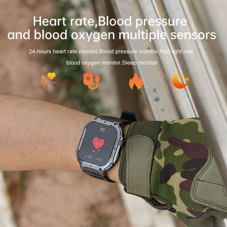 K57 Pro 1.96 Inch Bluetooth Call Music Weather Display Waterproof Smart Watch, Color: Black