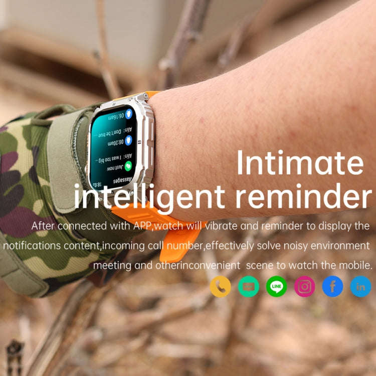 K57 Pro 1.96 Inch Bluetooth Call Music Weather Display Waterproof Smart Watch, Color: Black Bamboo