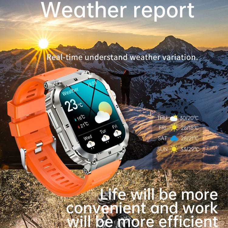 K57 Pro 1.96 Inch Bluetooth Call Music Weather Display Waterproof Smart Watch, Color: Black Bamboo