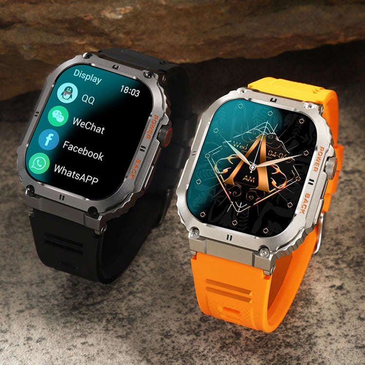 K57 Pro 1.96 Inch Bluetooth Call Music Weather Display Waterproof Smart Watch, Color: Black Leather