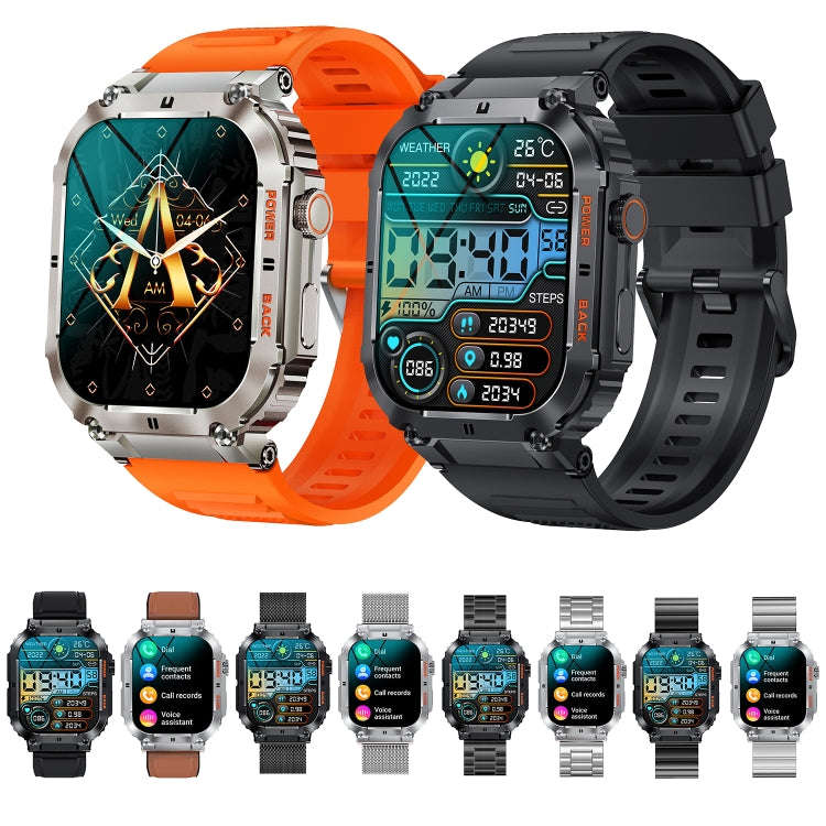 K57 Pro 1.96 Inch Bluetooth Call Music Weather Display Waterproof Smart Watch, Color: Black Bamboo