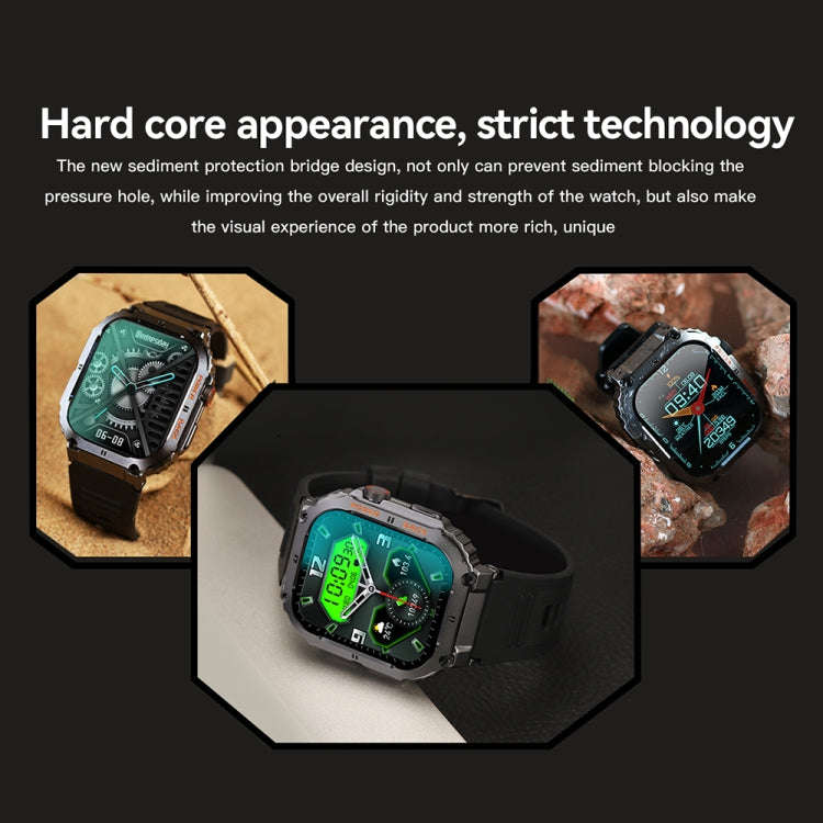 K57 Pro 1.96 Inch Bluetooth Call Music Weather Display Waterproof Smart Watch, Color: Black