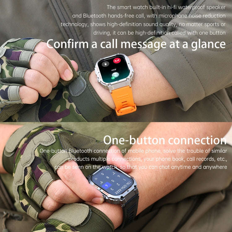 K57 Pro 1.96 Inch Bluetooth Call Music Weather Display Waterproof Smart Watch, Color: Black Three...