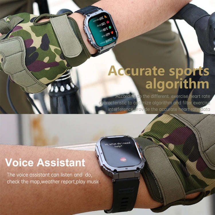 K57 Pro 1.96 Inch Bluetooth Call Music Weather Display Waterproof Smart Watch, Color: Black Leather