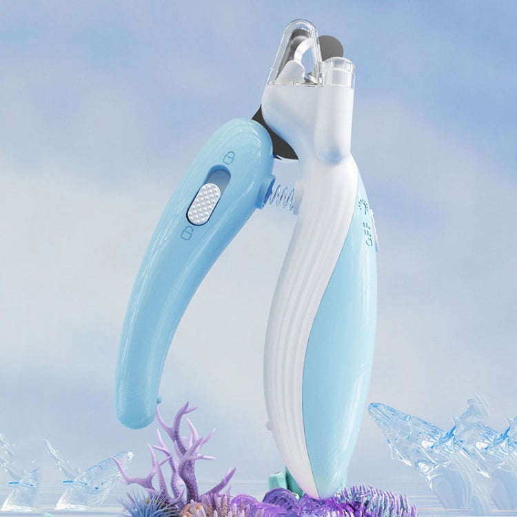 Pet Nail Clipper Dogs And Cats Fingernail Trimmers With LED Lighting(Light Blue)