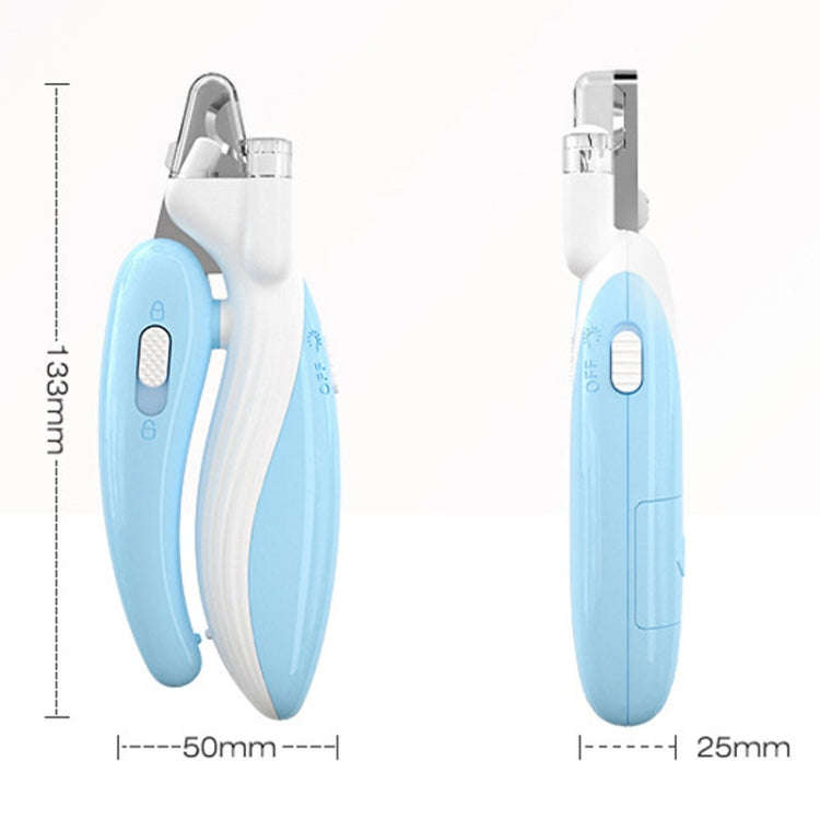 Pet Nail Clipper Dogs And Cats Fingernail Trimmers With LED Lighting(Light Blue)