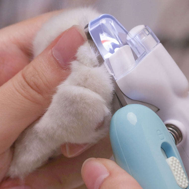 Pet Nail Clipper Dogs And Cats Fingernail Trimmers With LED Lighting(Light Blue)
