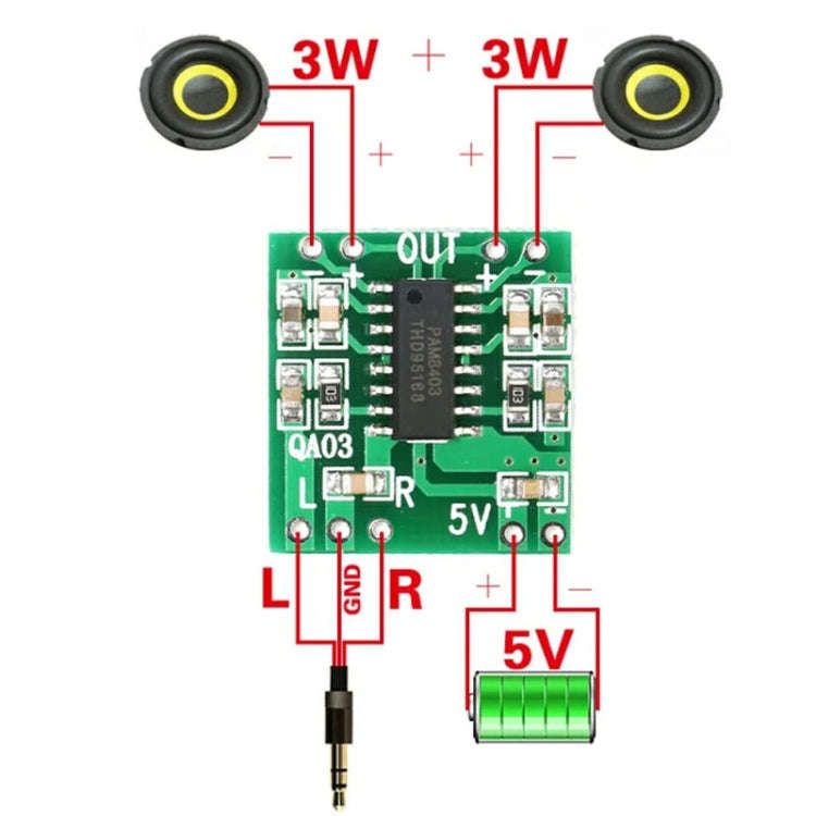 10pcs PAM8403 Mini 5V Digital Amplifier Board USB Power Supply Good Sound Effect, Specification: ...