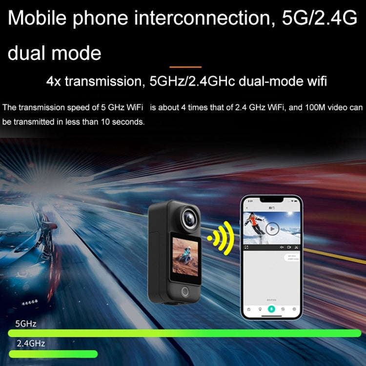 4K/30FPS 5G/2.4G HD Night Video Outdoor Waterproof Riding Record Thumb Camera, Spec: Standard Black