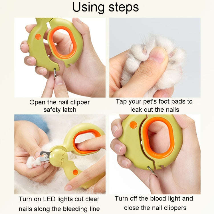 Pet Nail Clipper Dogs And Cats Fingernail Trimmers With LED Lighting(Green)