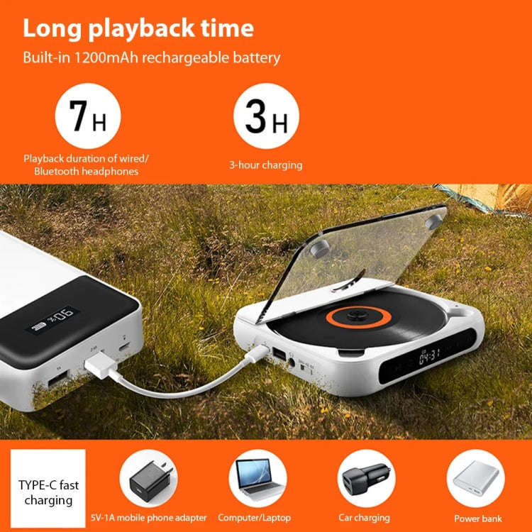 Kecag KC-918 Bluetooth CD Player Rechargeable Touchscreen Headphone Small Music Walkman(Black)