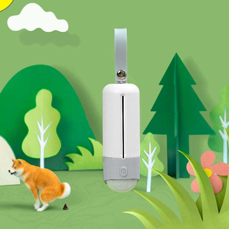 Portable Dog Poop Picker Pet Waste Bag Dispenser With LED Light(White)