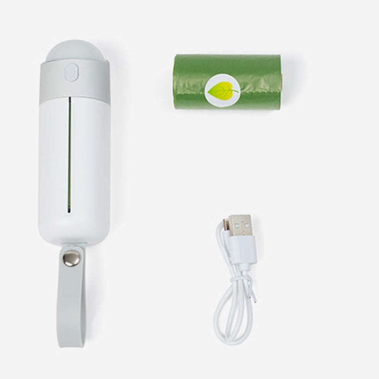 Portable Dog Poop Picker Pet Waste Bag Dispenser With LED Light(White)