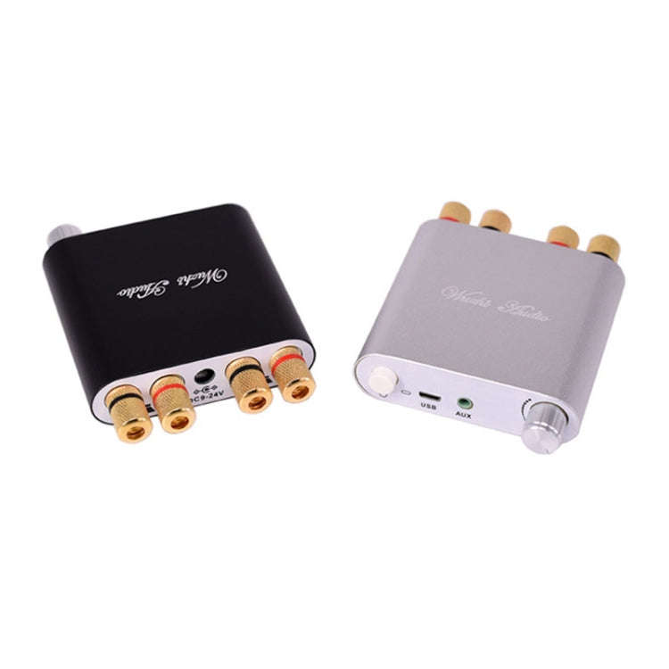 100W+100W Bluetooth Audio Digital Amplifier Board Module AUX USB External Sound Card(Silver)