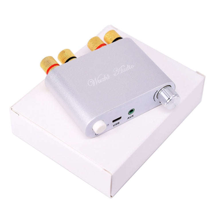 100W+100W Bluetooth Audio Digital Amplifier Board Module AUX USB External Sound Card(Silver)